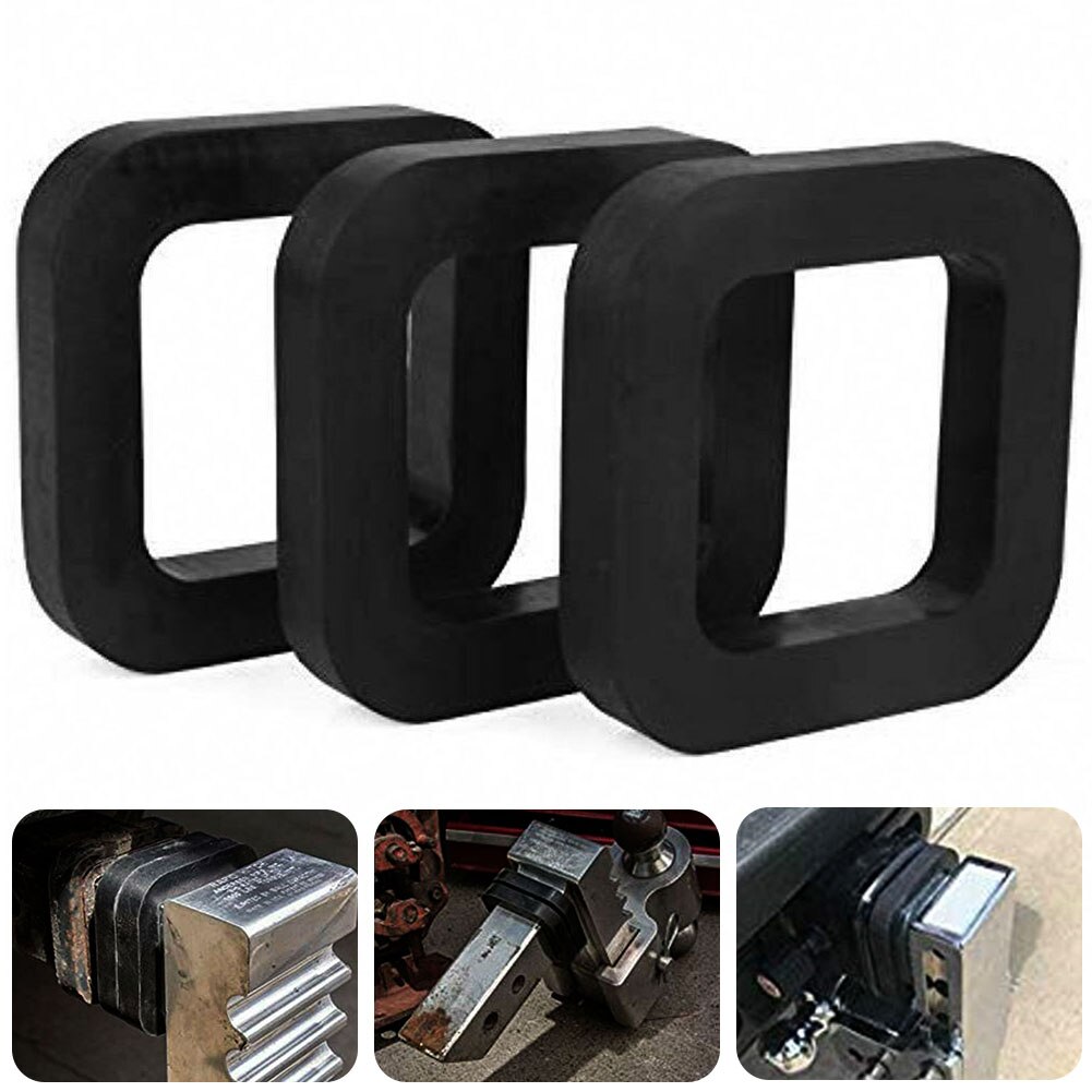 3pcs Universal Trailer Hitch Receiver Silencer Pad For Adjustable Ball Mounts Durable Carriers Square Black Vehicle Noise Reduce