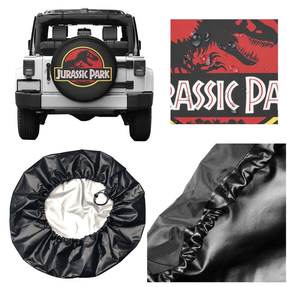 Jurassic Park Spare Tire Cover for Jeep Mitsubishi Pajero Sci Fi Dinosaur Car Wheel Protectors Accessories 14" 15" 16" 17" Inch