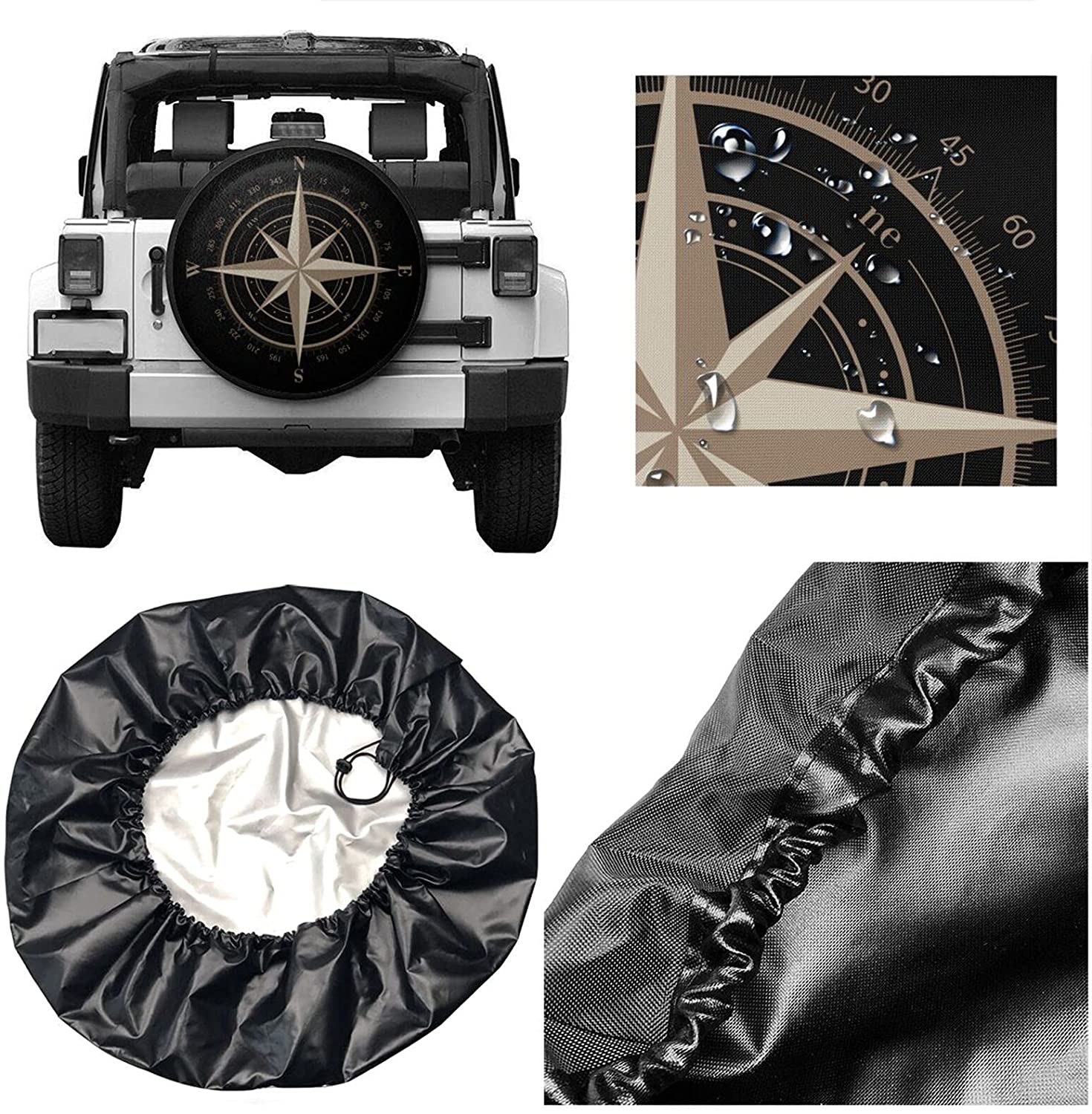 Spare Tire Covers Compass Shield Wheel Covers Rv Tire Covers Sun-Proof Weather-Proof for Trailer RV SUV Truck Camper