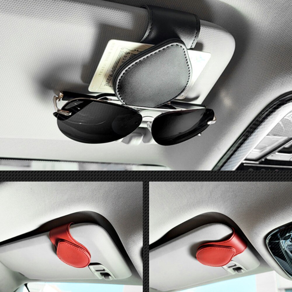 Leather Car Sun Visor Glasses Case Holder Sunglasses Clip Mount Multifunction Portable Clip Auto Interior Accessories Woman Leather Car Sun Visor Glasses Case Holder Sunglasses Clip Mount Multifunction Portable Clip Auto Interior Accessories Woman
