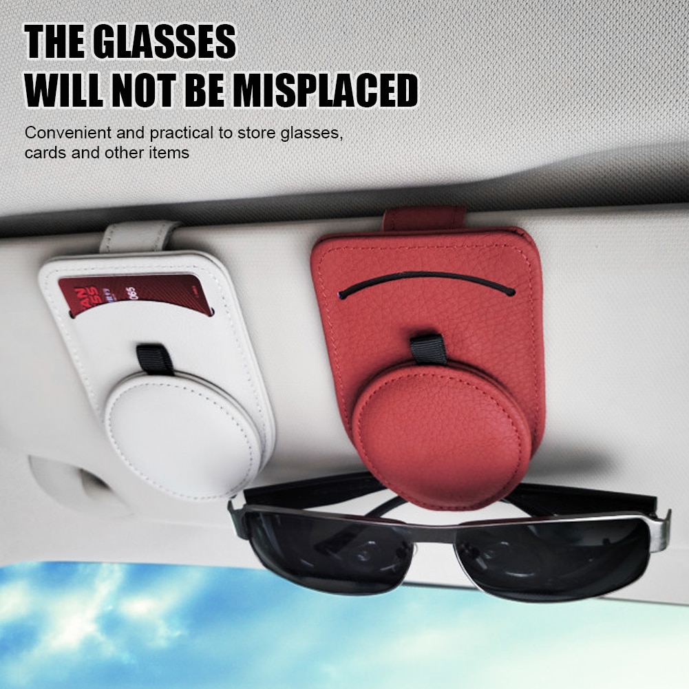 Leather Car Sun Visor Glasses Case Holder Sunglasses Clip Mount Multifunction Portable Clip Auto Interior Accessories Woman Leather Car Sun Visor Glasses Case Holder Sunglasses Clip Mount Multifunction Portable Clip Auto Interior Accessories Woman