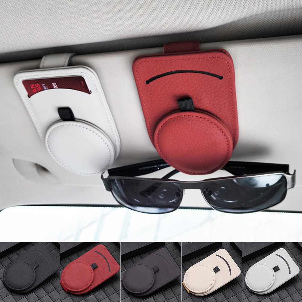 Leather Car Sun Visor Glasses Case Holder Sunglasses Clip Mount Multifunction Portable Clip Auto Interior Accessories Woman Leather Car Sun Visor Glasses Case Holder Sunglasses Clip Mount Multifunction Portable Clip Auto Interior Accessories Woman
