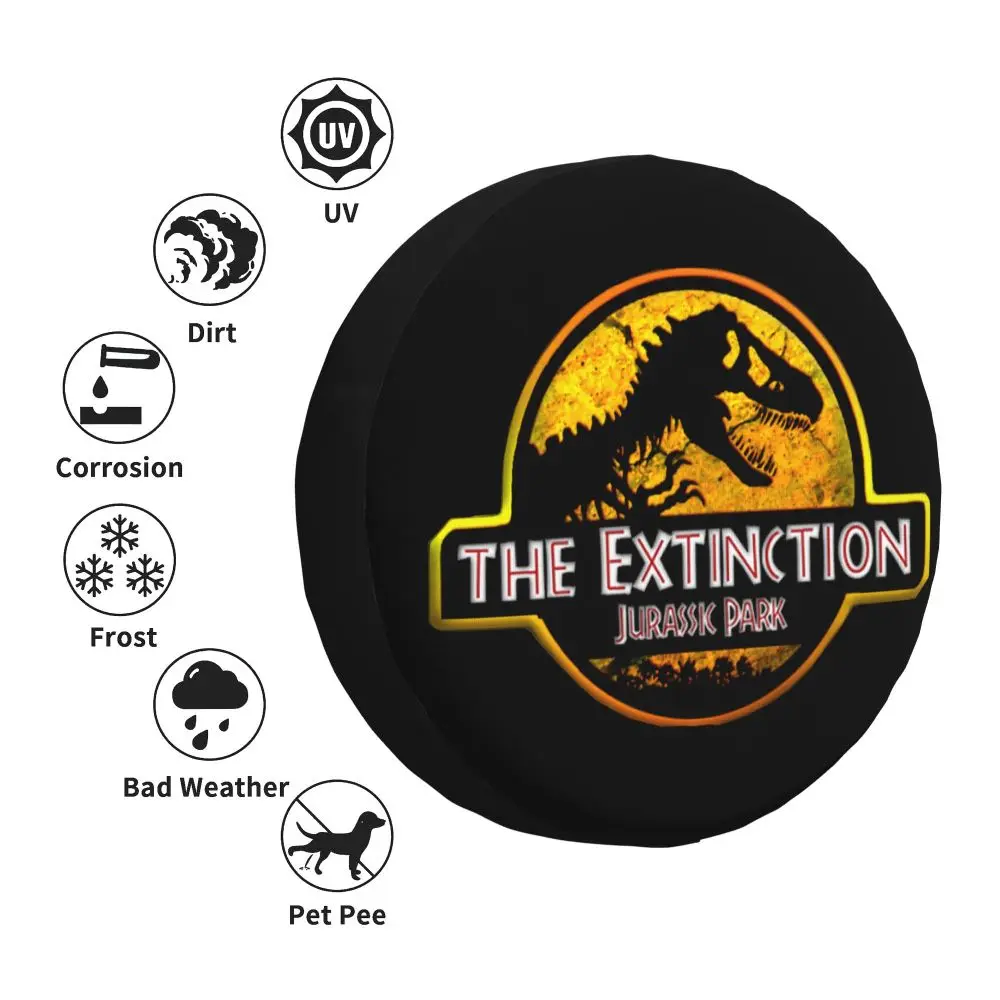 Custom Jurassic Park Dinosaur Print Spare Wheel Cover for Suzuki Mitsubish 4x4 Trailer Tire Protector 14