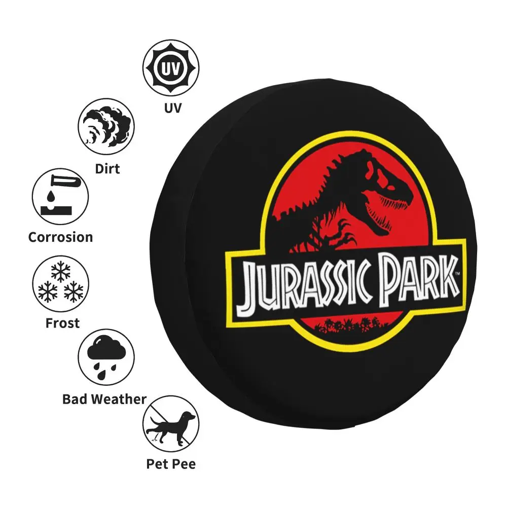 Custom Jurassic Park Dinosaur Print Spare Wheel Cover for Suzuki Mitsubish 4x4 Trailer Tire Protector 14