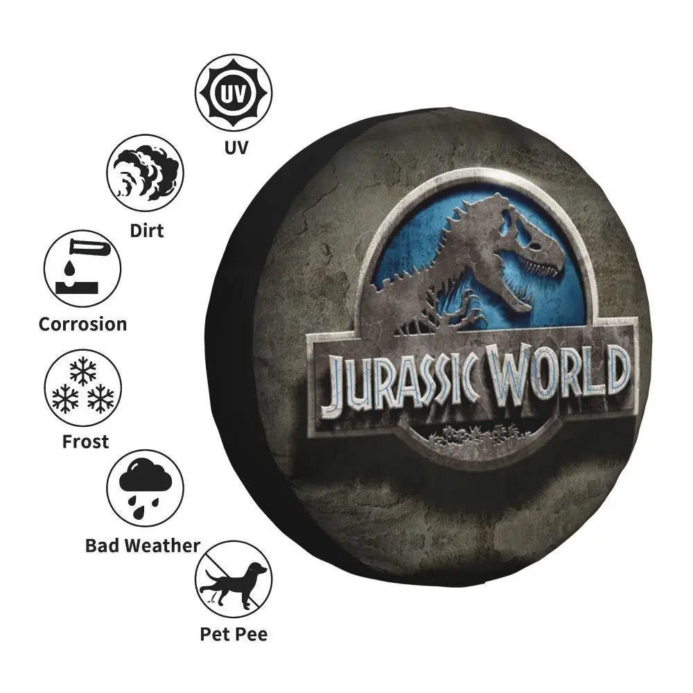 Custom Jurassic Park Dinosaur Print Spare Wheel Cover for Suzuki Mitsubish 4x4 Trailer Tire Protector 14
