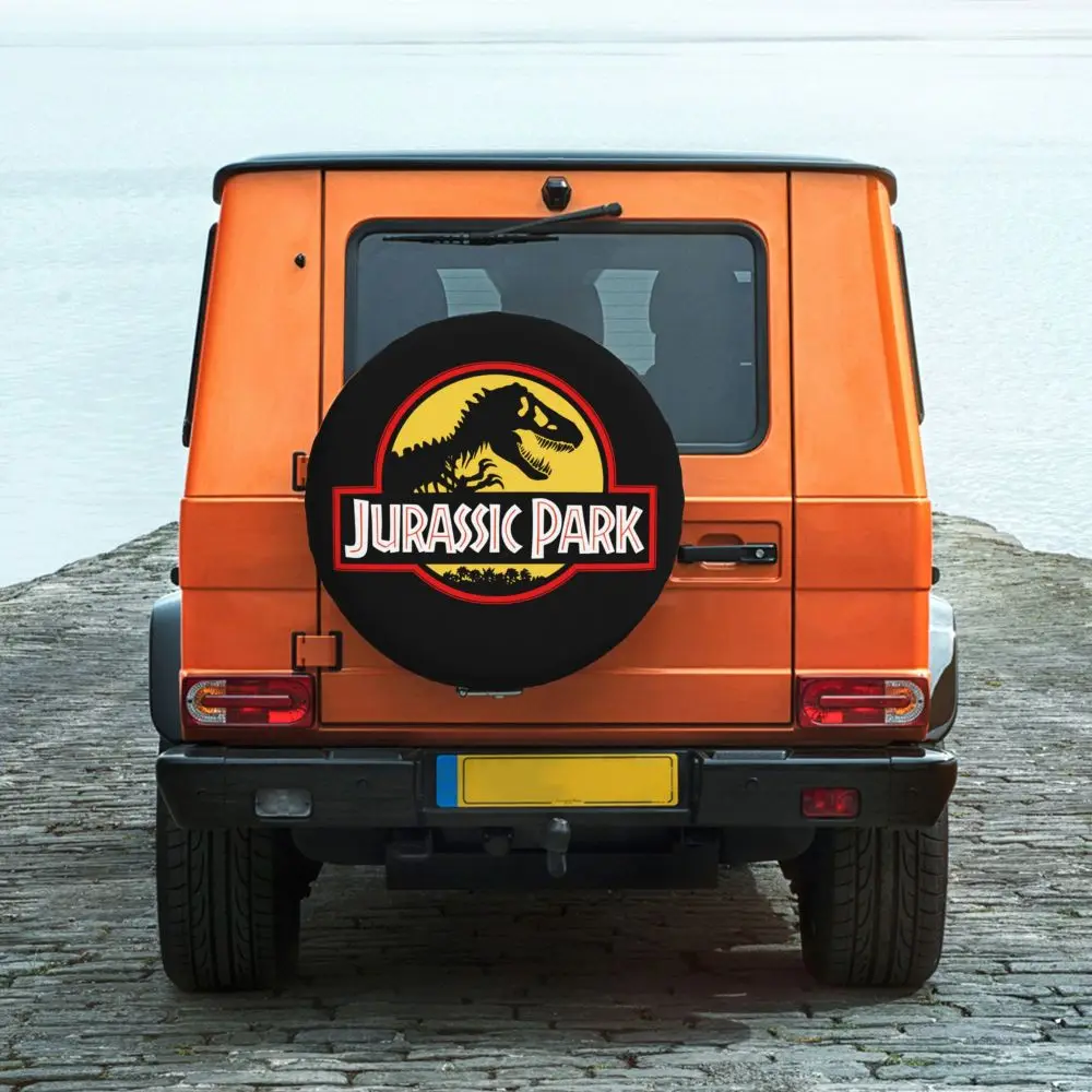 Custom Jurassic Park Dinosaur Print Spare Wheel Cover for Suzuki Mitsubish 4x4 Trailer Tire Protector 14