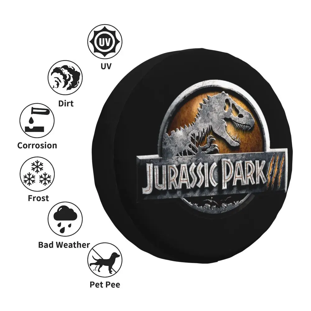 Custom Jurassic Park Dinosaur Print Spare Wheel Cover for Suzuki Mitsubish 4x4 Trailer Tire Protector 14