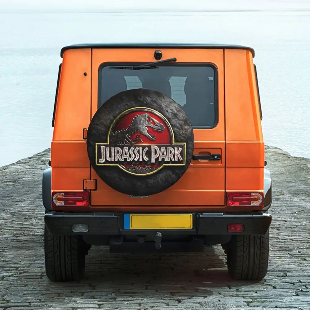 Custom Jurassic Park Dinosaur Print Spare Wheel Cover for Suzuki Mitsubish 4x4 Trailer Tire Protector 14