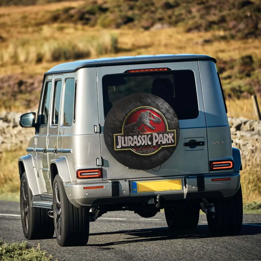 Custom Jurassic Park Dinosaur Print Spare Wheel Cover for Suzuki Mitsubish 4x4 Trailer Tire Protector 14