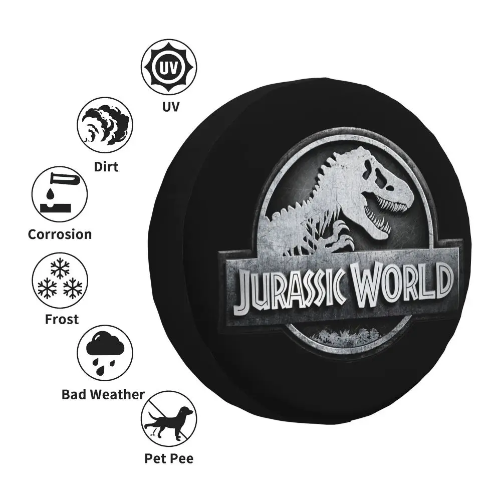 Custom Jurassic Park Dinosaur Print Spare Wheel Cover for Suzuki Mitsubish 4x4 Trailer Tire Protector 14