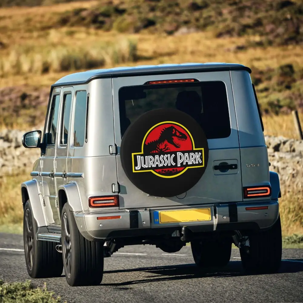 Custom Jurassic Park Dinosaur Print Spare Wheel Cover for Suzuki Mitsubish 4x4 Trailer Tire Protector 14