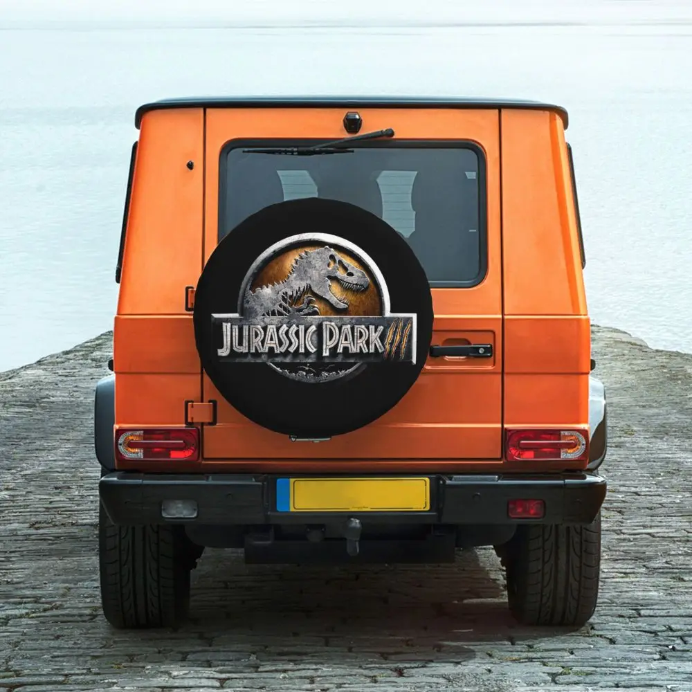 Custom Jurassic Park Dinosaur Print Spare Wheel Cover for Suzuki Mitsubish 4x4 Trailer Tire Protector 14