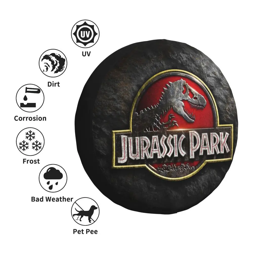 Custom Jurassic Park Dinosaur Print Spare Wheel Cover for Suzuki Mitsubish 4x4 Trailer Tire Protector 14