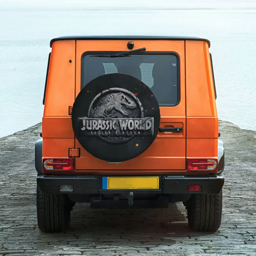 Custom Jurassic Park Dinosaur Print Spare Wheel Cover for Suzuki Mitsubish 4x4 Trailer Tire Protector 14